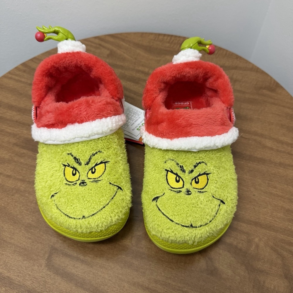 Crocs The Grinch Lined Clog 2025 Womens 7/ Mens 5 Christmas Green red fuzzy warm